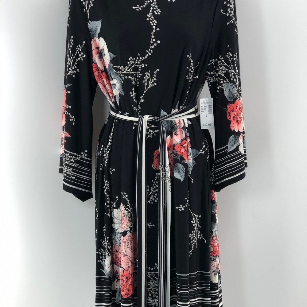 Dress Barn Roz & Ali midi wrap tie dress size L - Picture 2 of 8